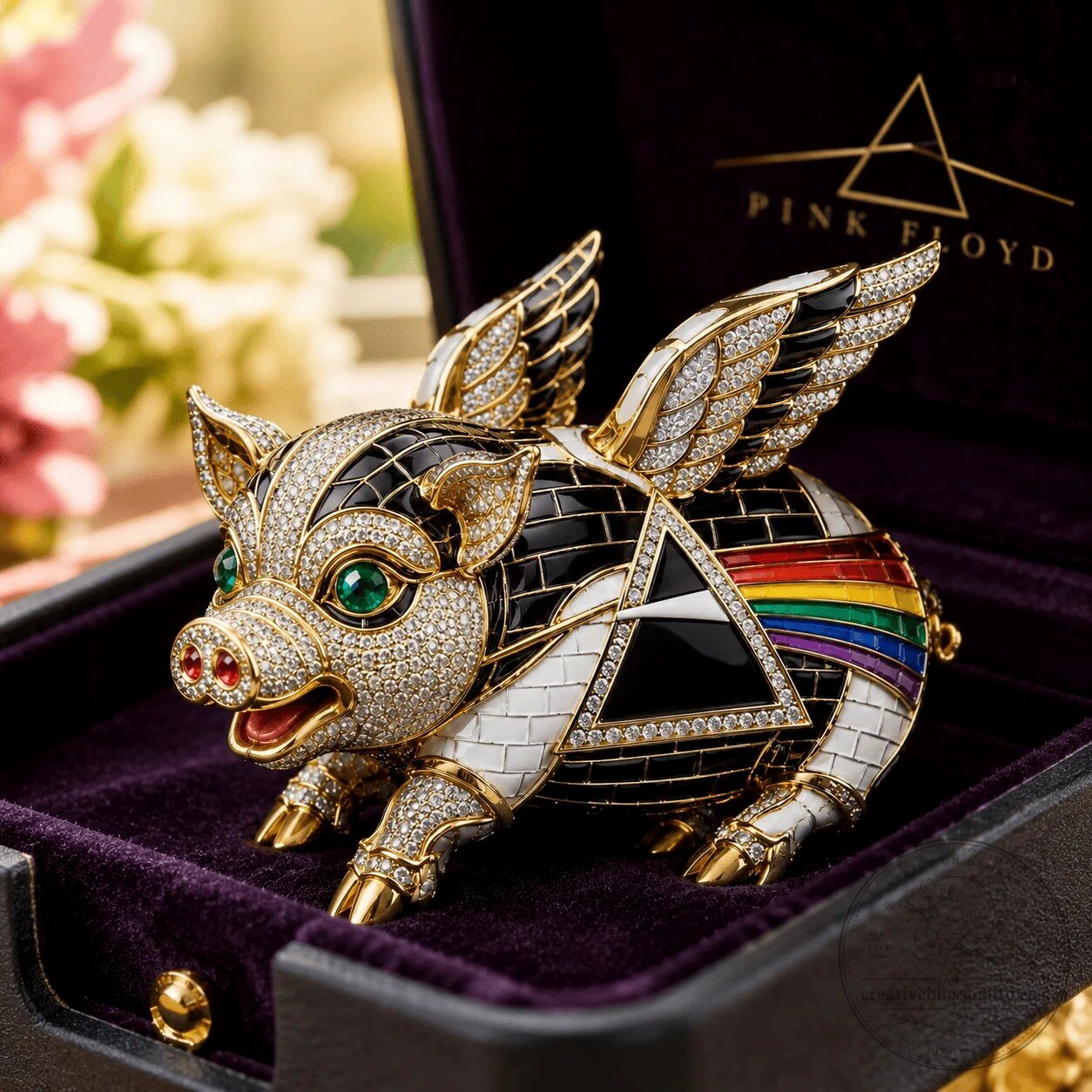 Pink Floyd Dark Side Of The Moon Flying Pig Brooch Pin 2 Pink Floyd Dark Side Of The Moon Flying Pig Brooch Pin