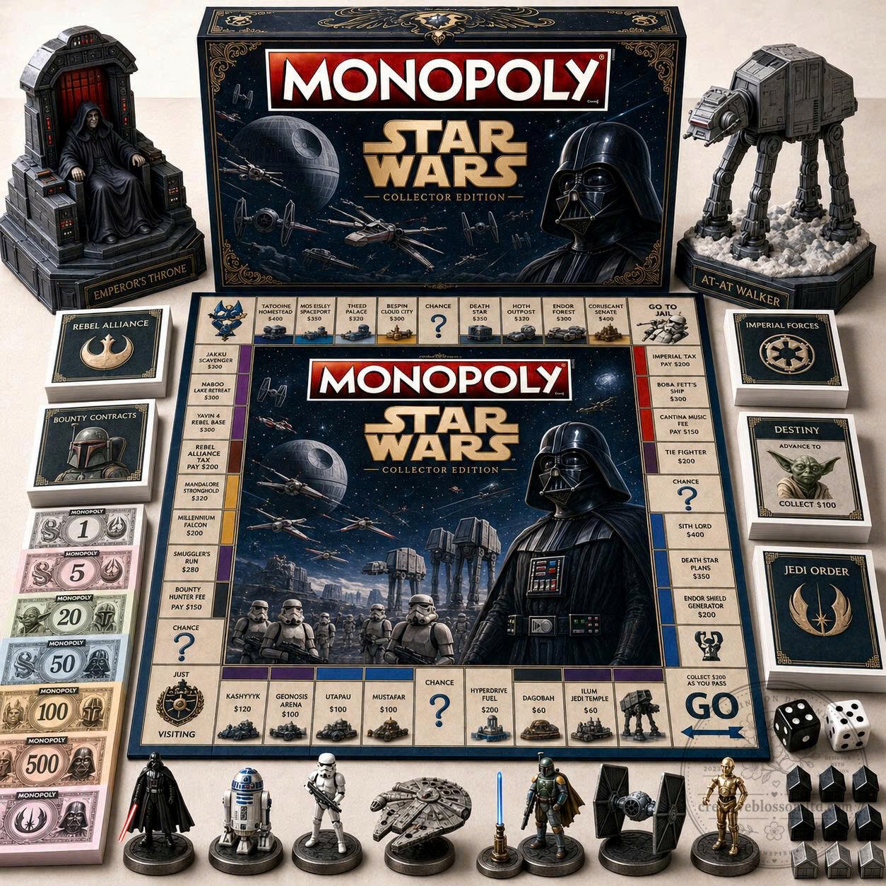 Star Wars Collector's Edition Monopoly Board Game with Exclusive Pieces