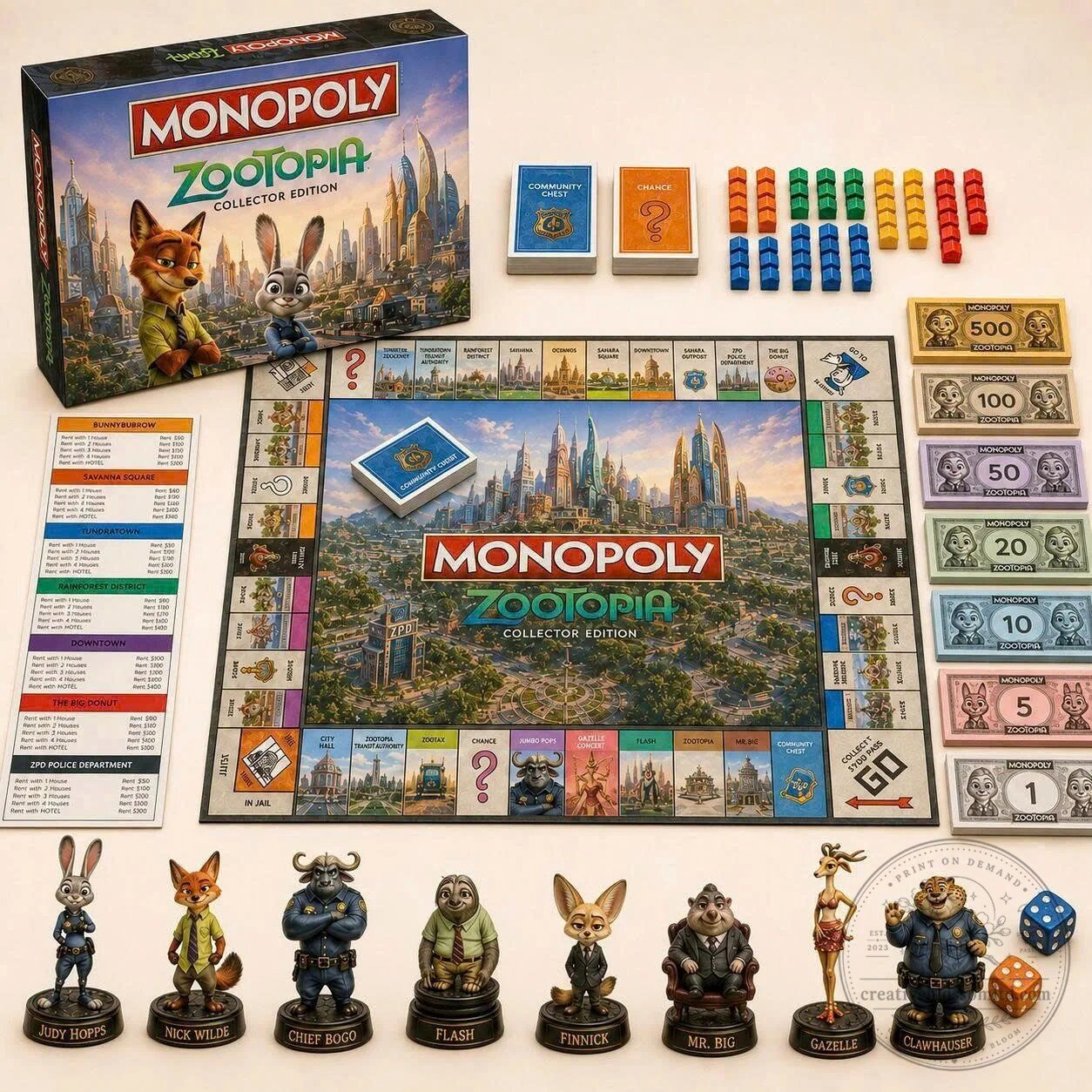 Monopoly Zootopia Collector Edition Board Game with Character Pawns