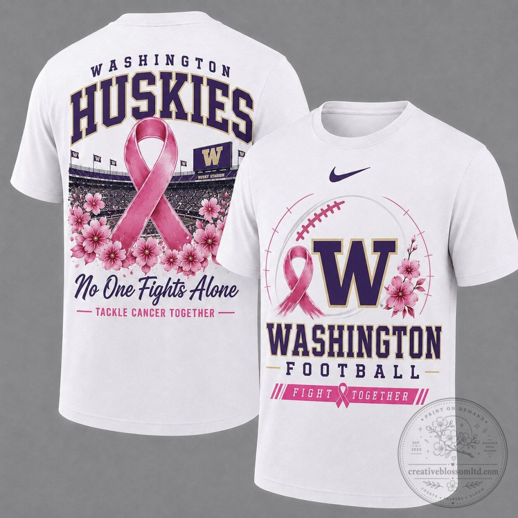 Washington Huskies Football Breast Cancer Awareness Pink Ribbon T-Shirt Washington Huskies Football Breast Cancer Awareness Pink Ribbon T-Shirt