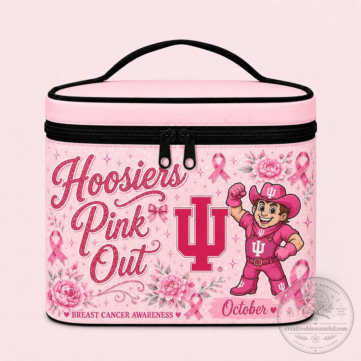 Indiana Hoosiers Breast Cancer Awareness Pink Out Cosmetic Bag