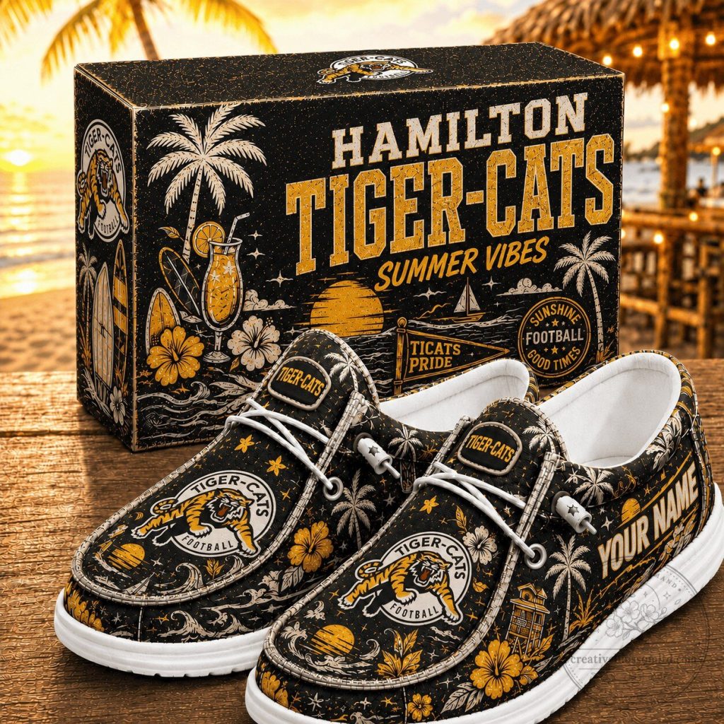 Hamilton Tiger-Cats CFL Summer Vibes Custom Name Casual Shoes Hamilton Tiger-Cats CFL Summer Vibes Custom Name Casual Shoes
