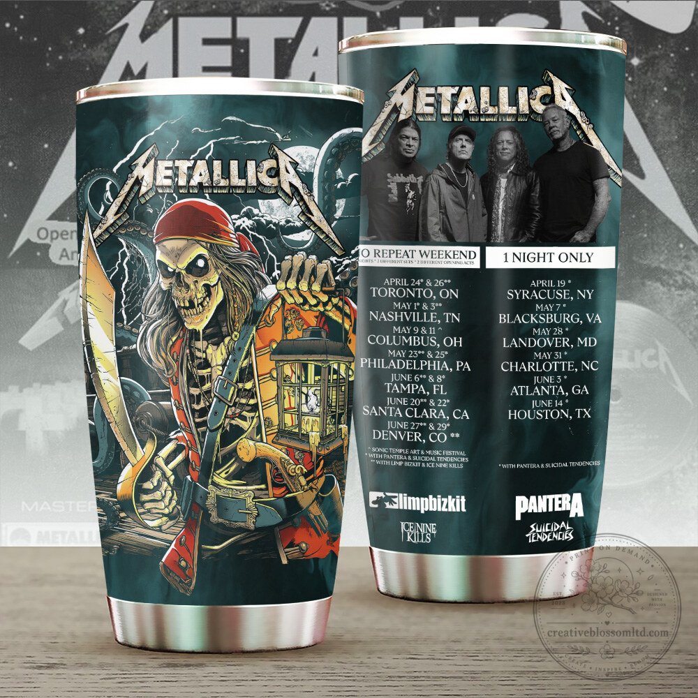 Metallica M72 World Tour Pirate Skull Insulated Stainless Steel Tumbler