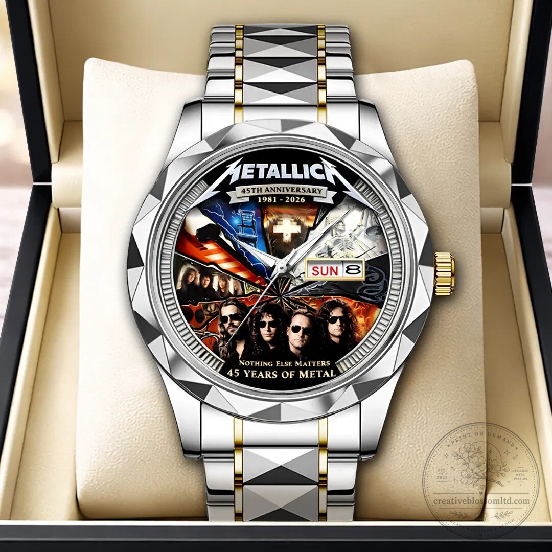 Metallica 45th Anniversary Nothing Else Matters Gold Tone Quartz Watch