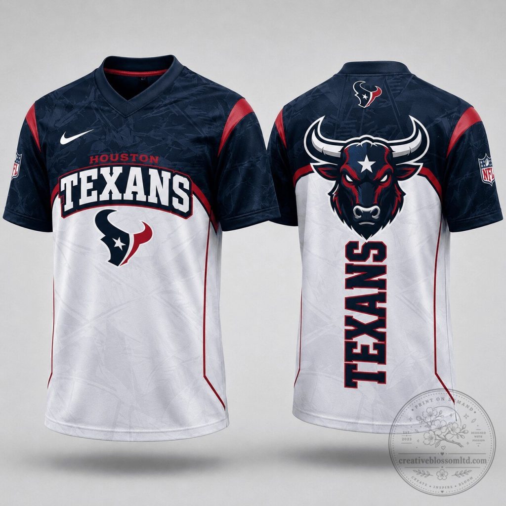 Houston Texans Premium NFL Power Graphic 3D V-neck Shirt NY Houston Texans | Premium NFL Power Graphic 3D V-neck Shirt NY