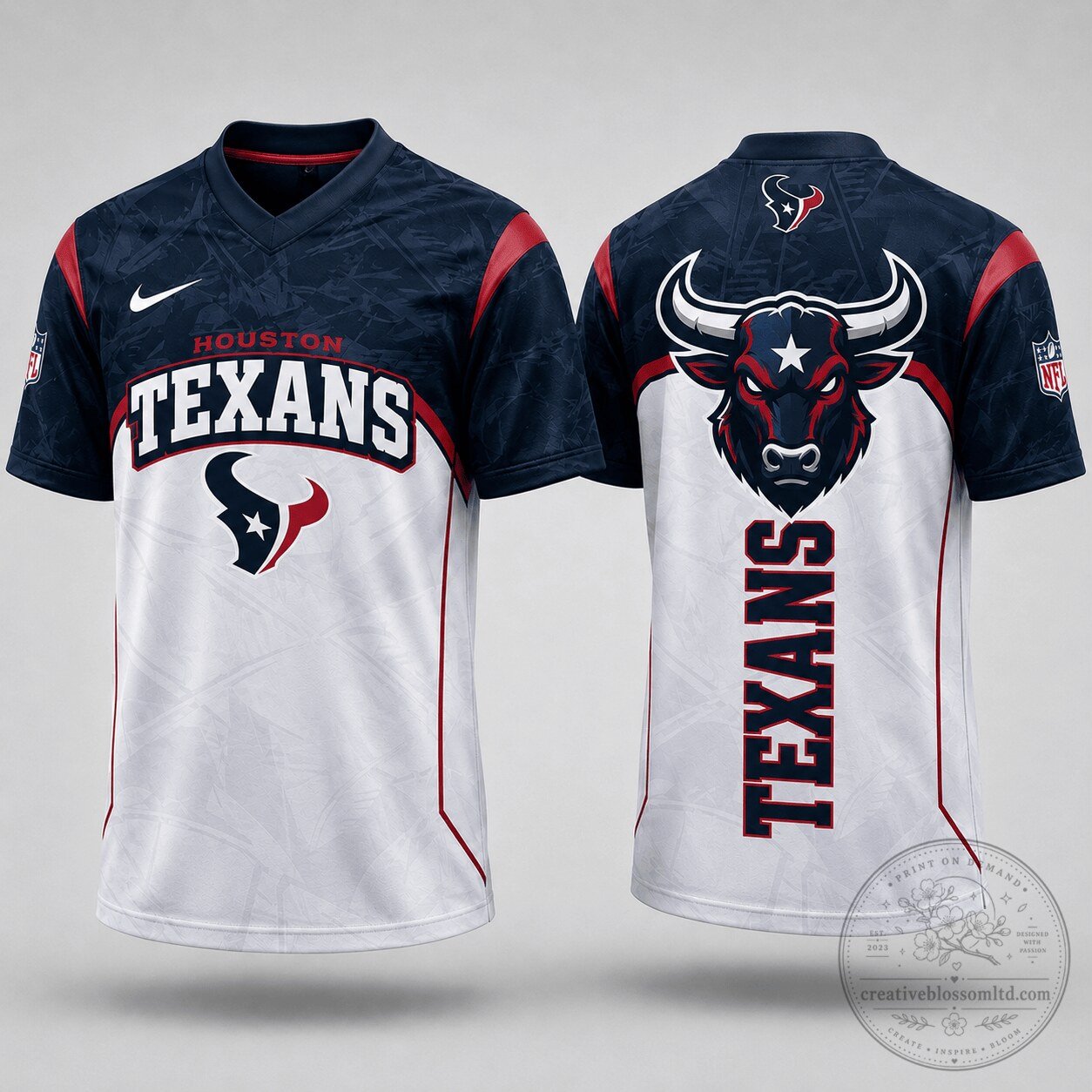 Houston Texans | Premium NFL Power Graphic 3D V-neck Shirt NY