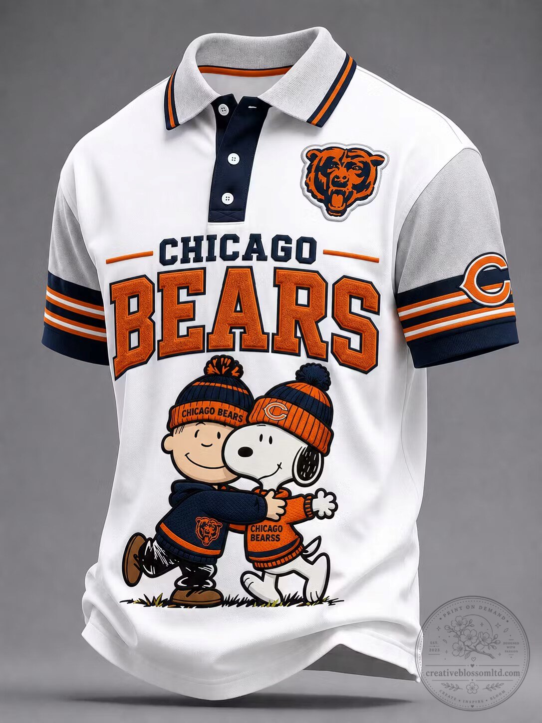 Chicago Bears Charlie Brown and Snoopy Football Team Polo Shirt