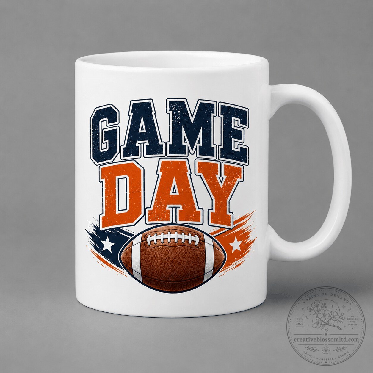 Ceramic Coffee Mug for Football Fans - White Game Day Design