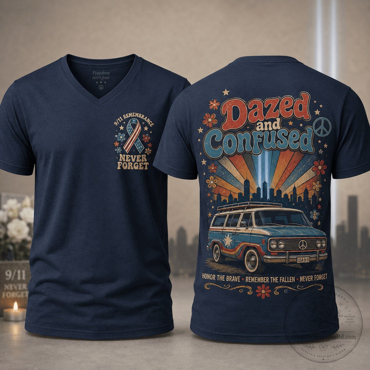 September 11th Remembrance Dazed and Confused Van V-Neck T-Shirt