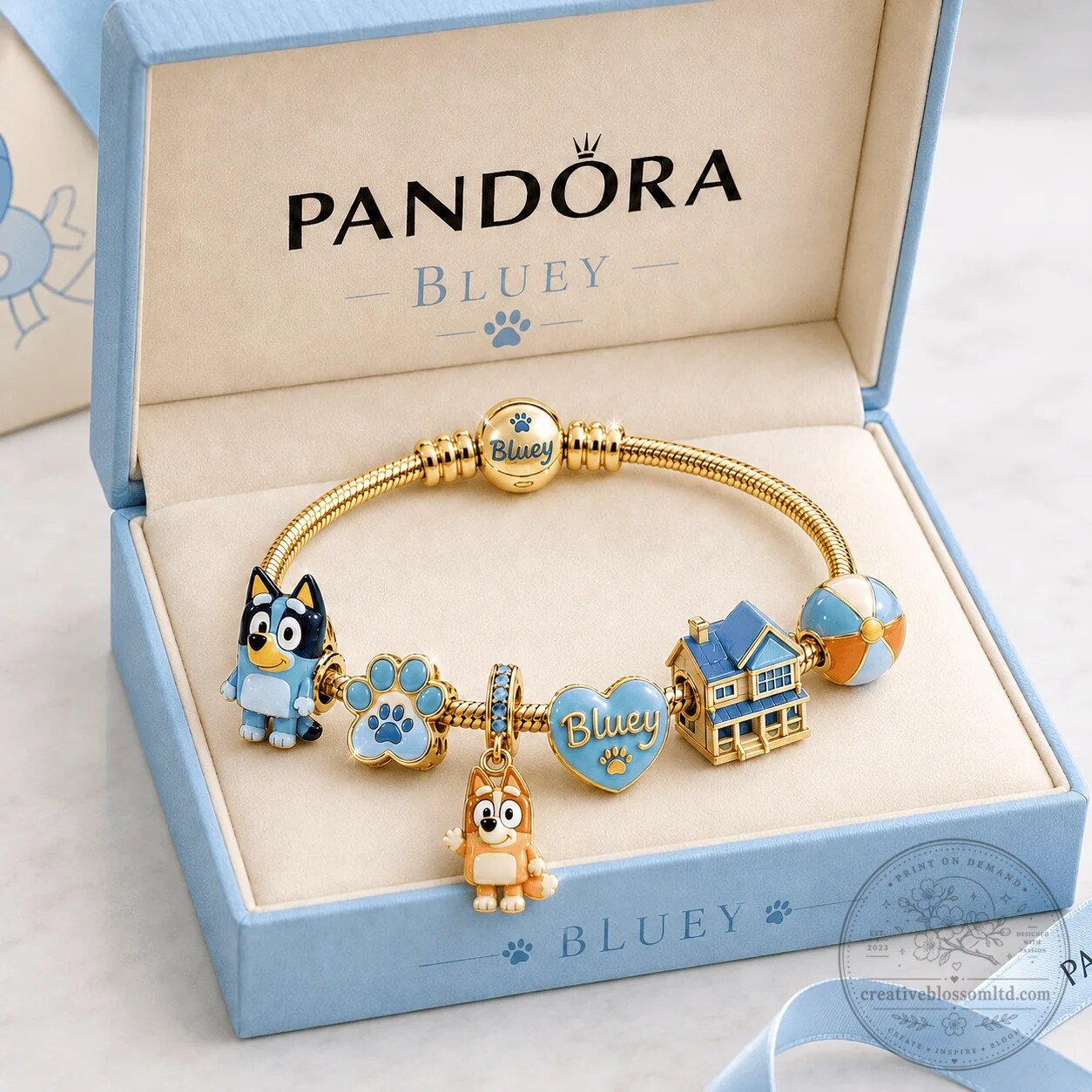 Bluey Gold Charm Bracelet Set for Women and Girls