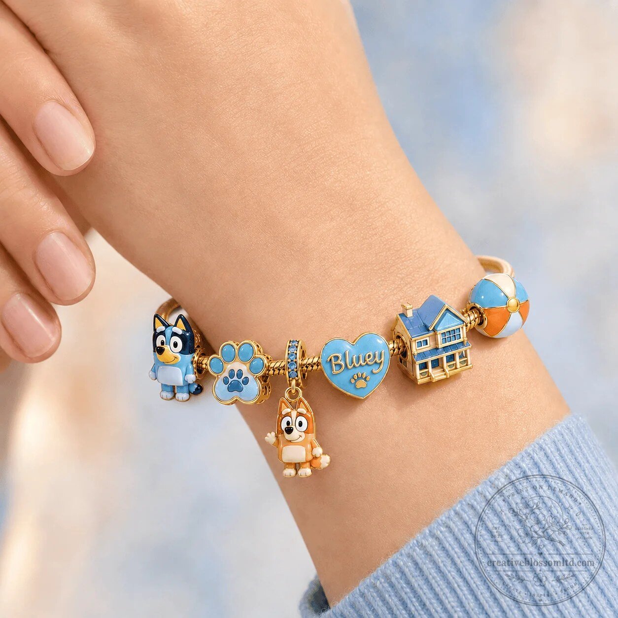 Bluey Gold Charm Bracelet Set for Women and Girls 9 Bluey Gold Charm Bracelet Set for Women and Girls