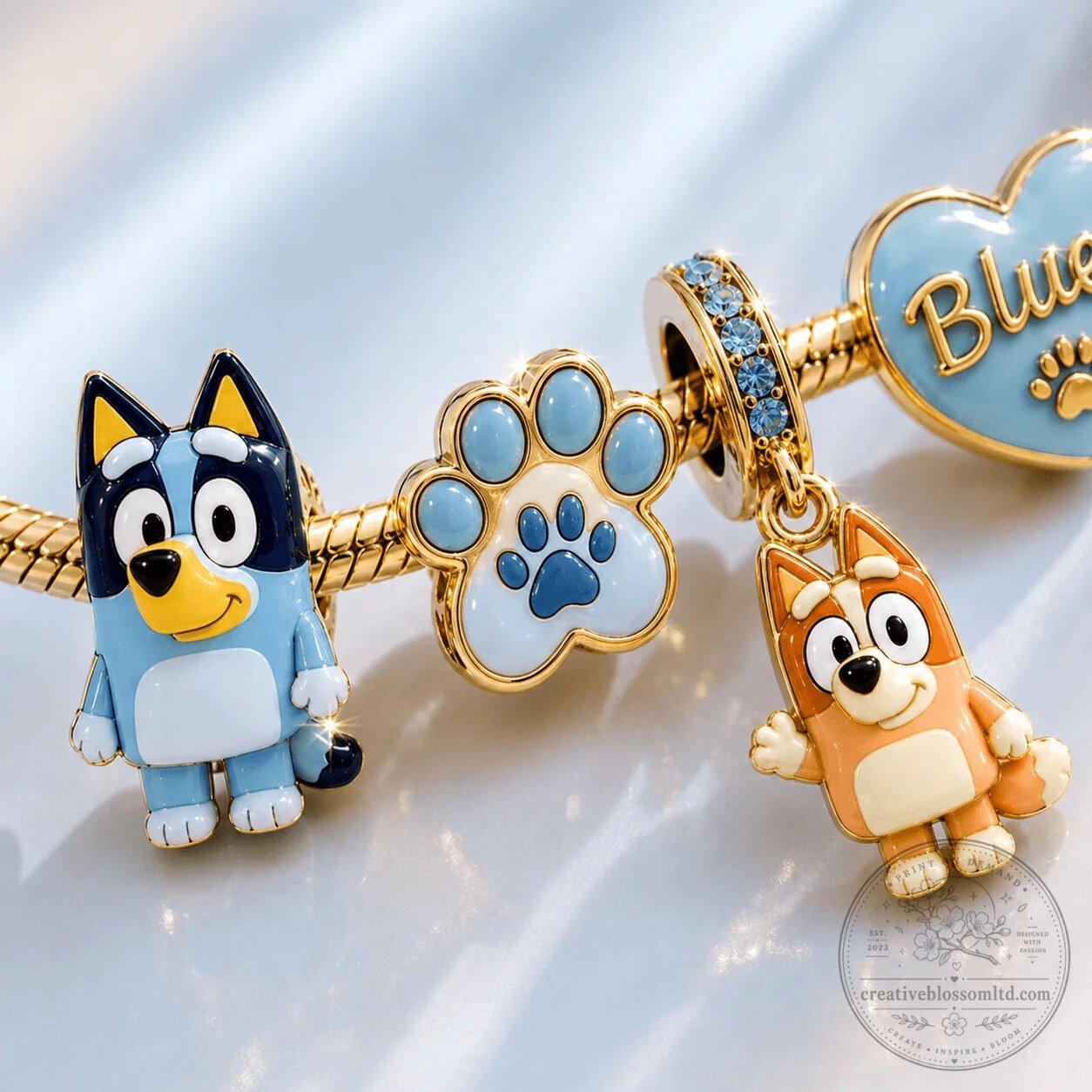 Bluey Gold Charm Bracelet Set for Women and Girls 10 Bluey Gold Charm Bracelet Set for Women and Girls