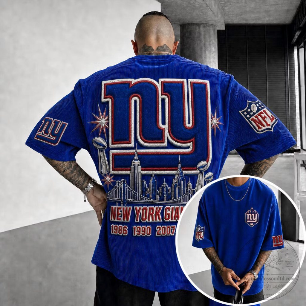 New York Giants Super Bowl Champions Corduroy Oversized T-Shirt New York Giants Super Bowl Champions Corduroy Oversized T-Shirt