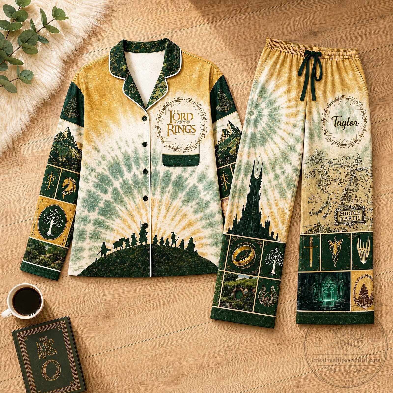 Lord of the Rings Middle Earth Map Tie Dye Matching Couple Pajamas Set 14 Lord of the Rings Middle Earth Map Tie Dye Matching Couple Pajamas Set