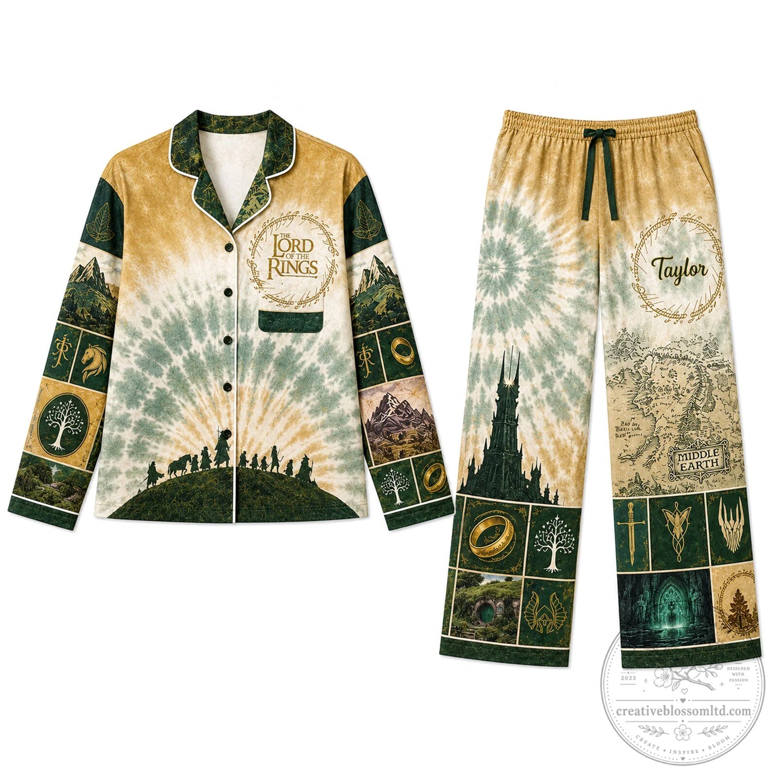 Lord of the Rings Middle Earth Map Tie Dye Matching Couple Pajamas Set 15 Lord of the Rings Middle Earth Map Tie Dye Matching Couple Pajamas Set