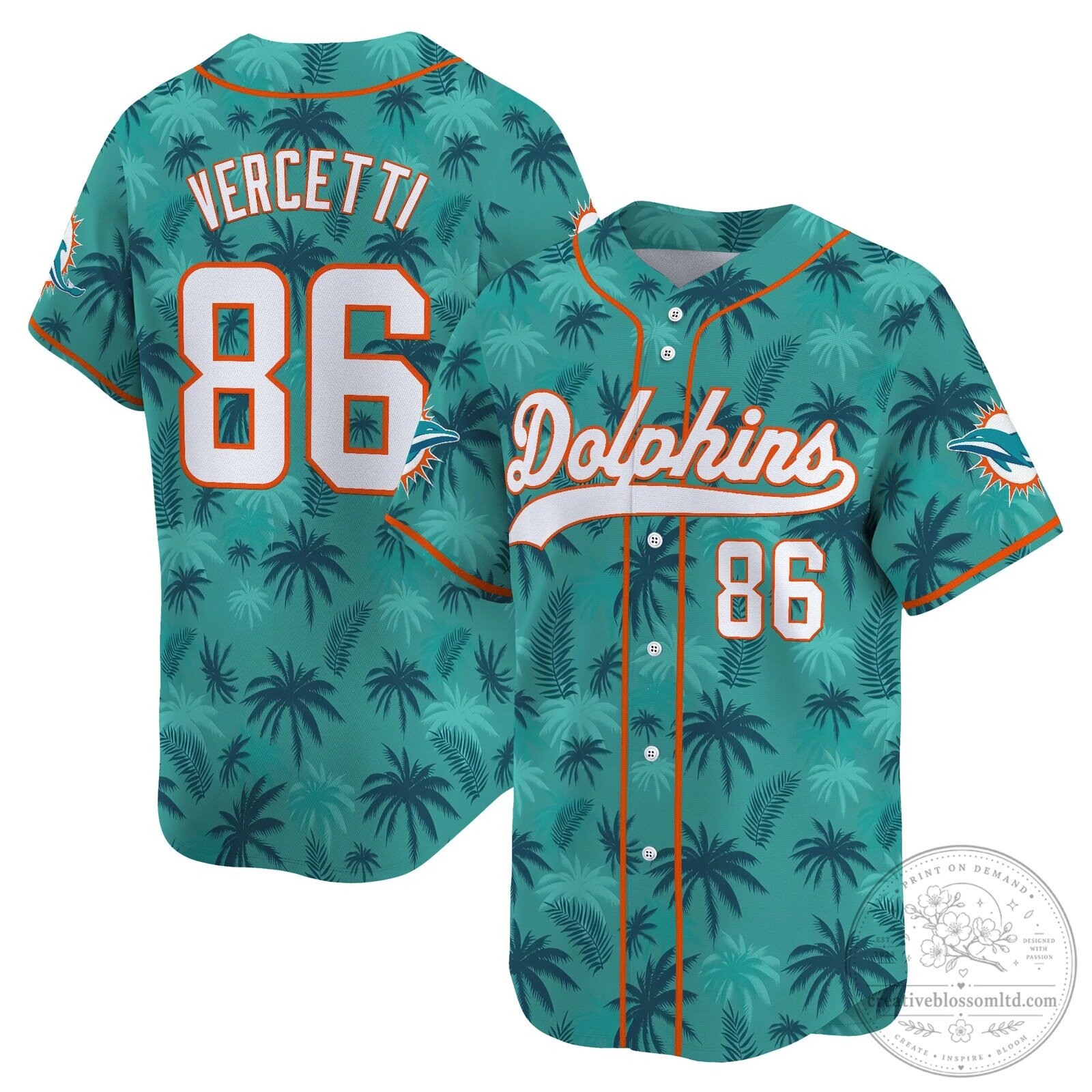 Miami Dolphins Tommy Vercetti Grand Theft Auto Vice City Baseball Jersey