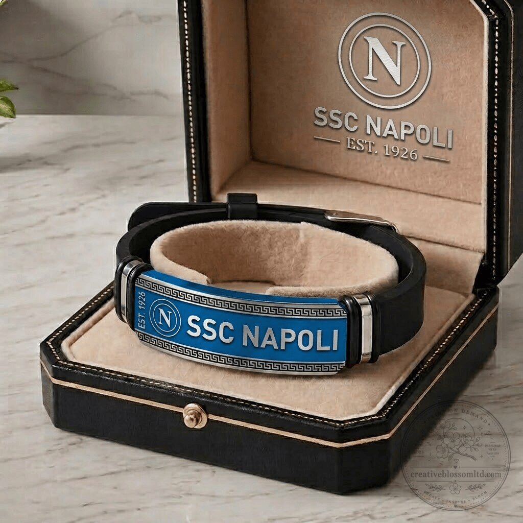 SSC Napoli Football Club Engraved Emblem Bracelet