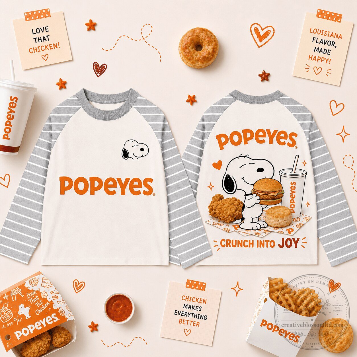 Popeyes Snoopy Crunch Into Joy Louisiana Flavor Long Sleeve Shirt