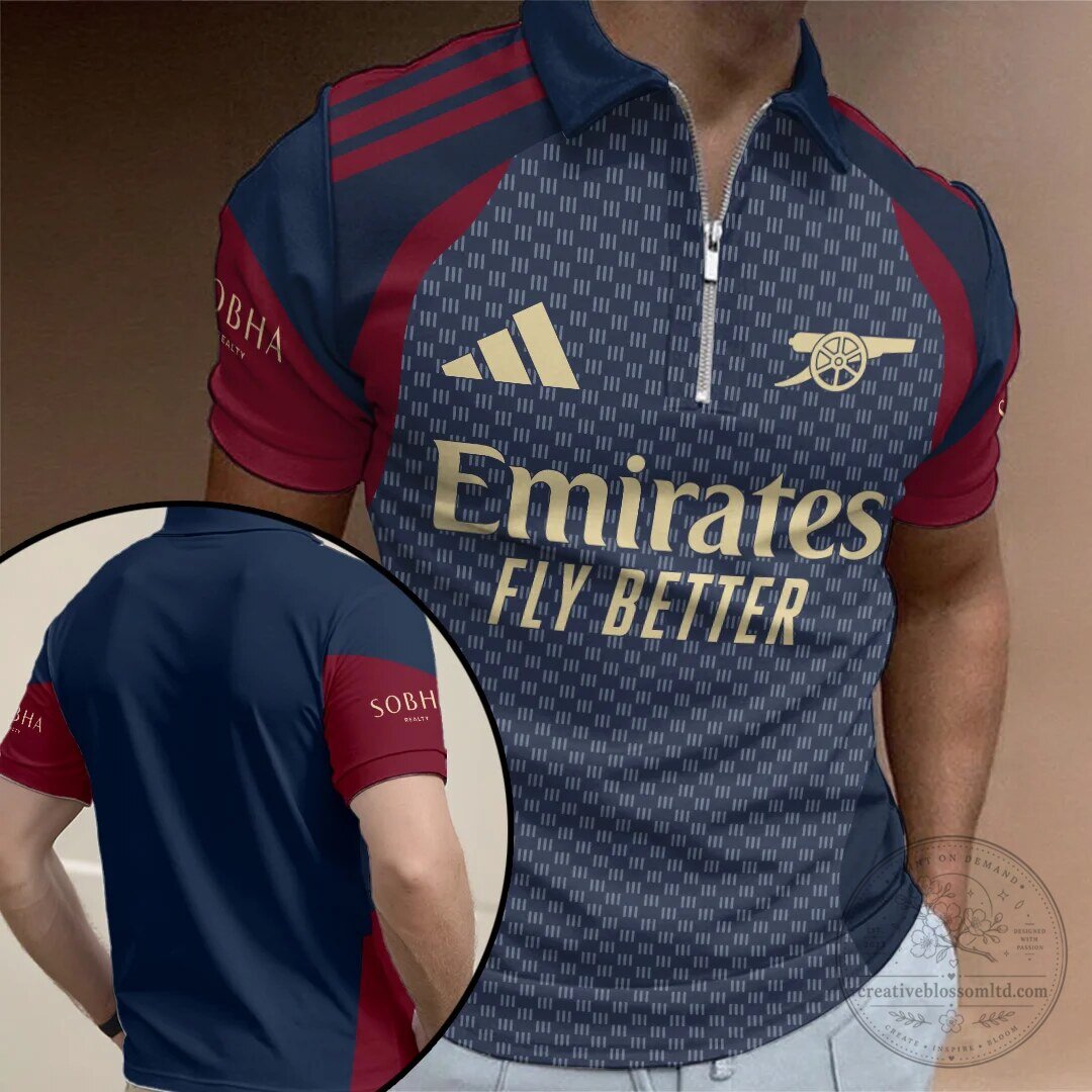 Arsenal Football Club Emirates Fly Better Training Zipper Polo Shirt