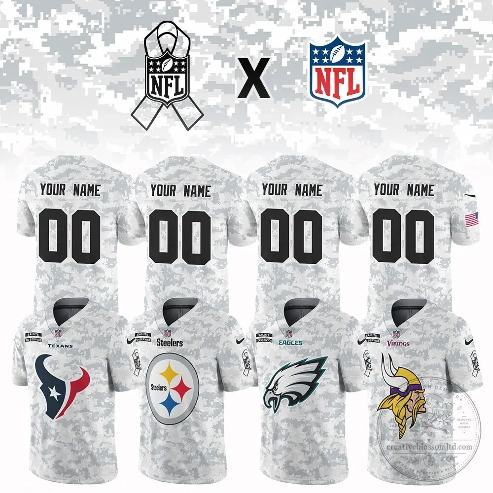 National Football League Salute To Service Custom Name And Number Football Jersey