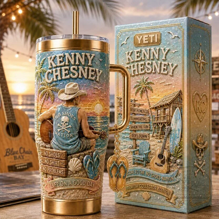 No Shoes Nation Beach Sunset Tumbler with Handle by Kenny Chesney