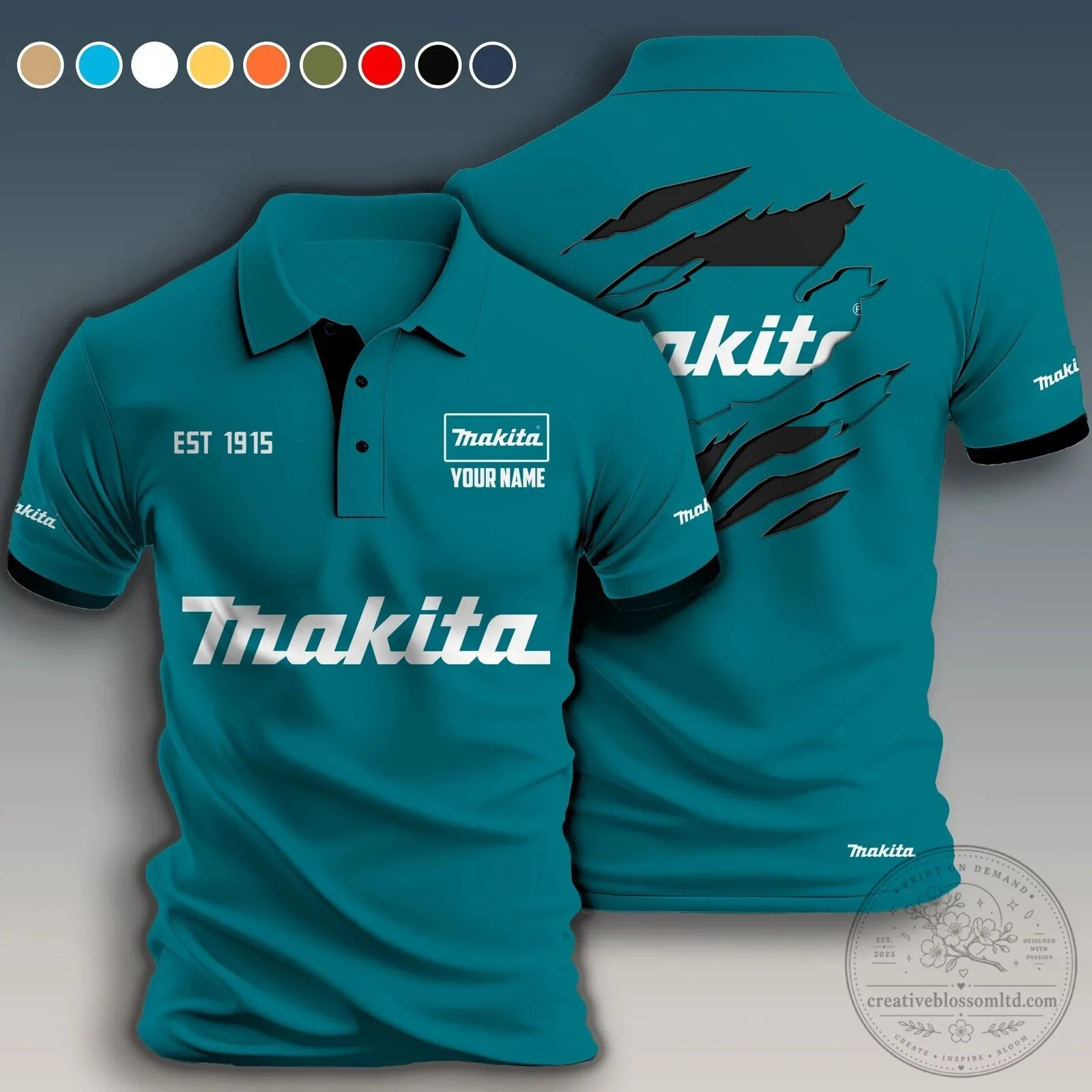 Makita Power Tools Personalized Teal Blue Polo Shirt