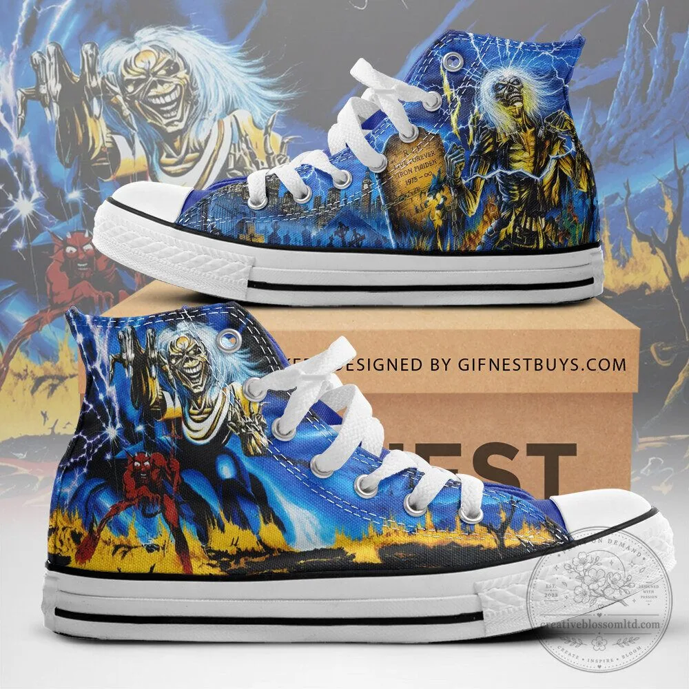 Iron Maiden Live Forever Heavy Metal Music Band High Top Canvas Shoes