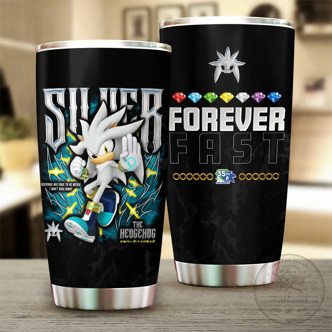 Sonic The Hedgehog Silver Forever Fast 35th Anniversary Insulated Tumbler