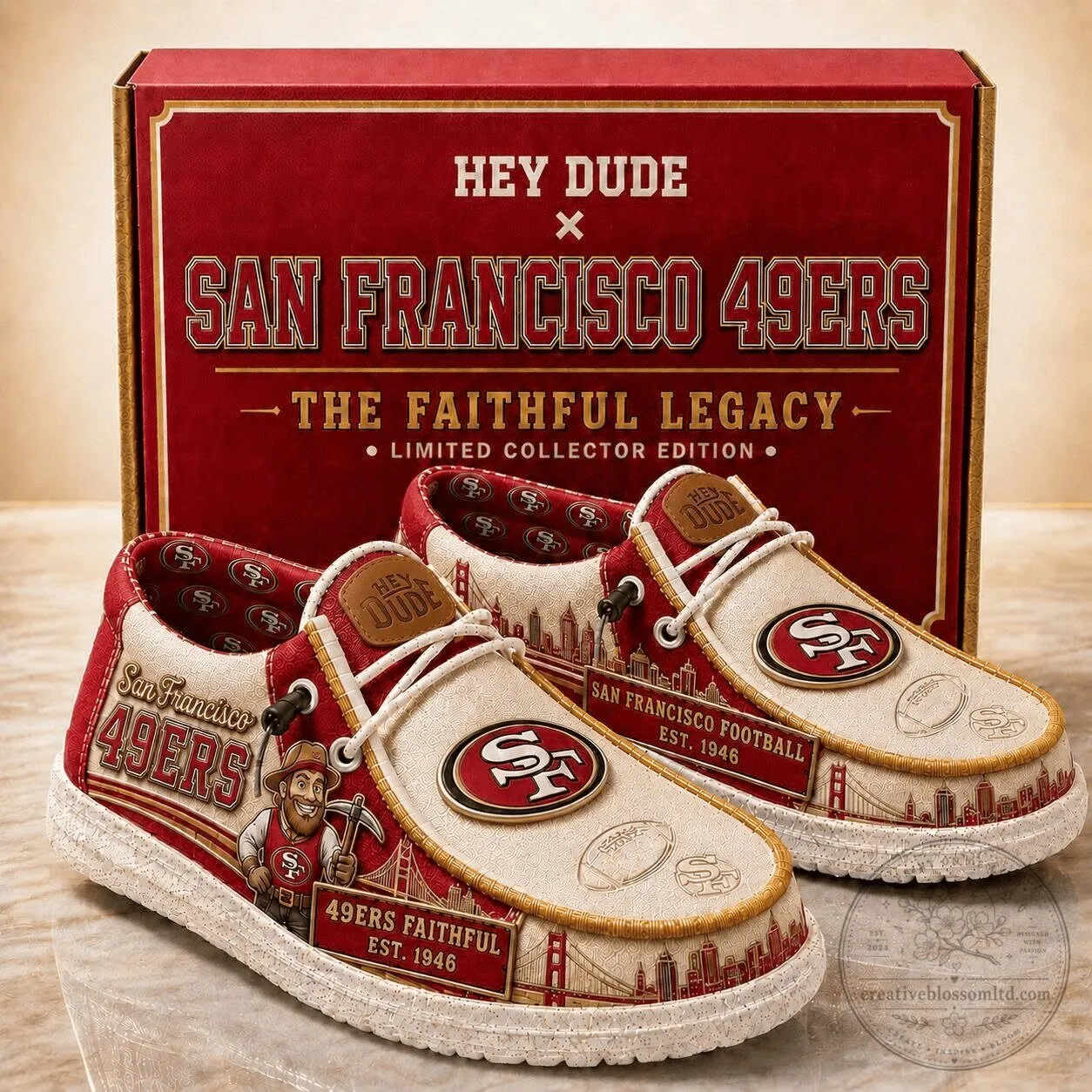 San Francisco 49ers Football Team Hey Dude Loafer Shoes for Men and Women