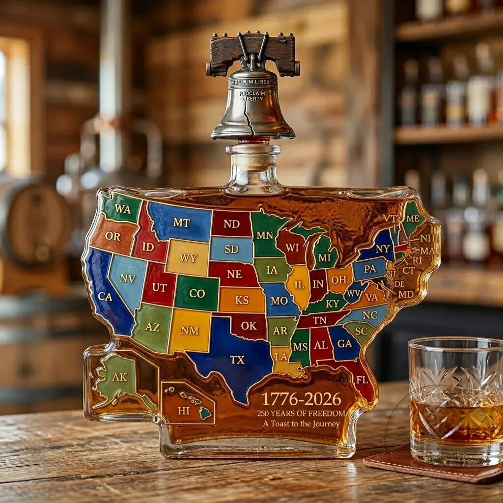 United States Map Decanter with Liberty Bell Stopper