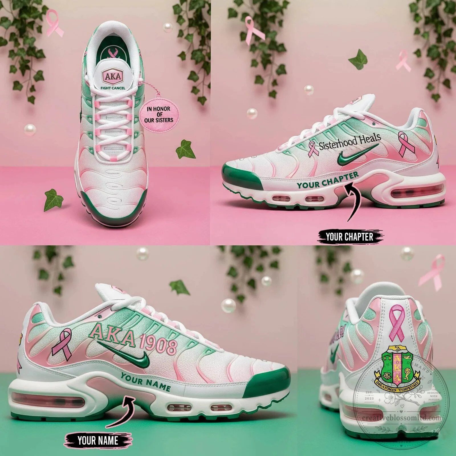 Alpha Kappa Alpha Sorority Incorporated Breast Cancer Awareness Shoes