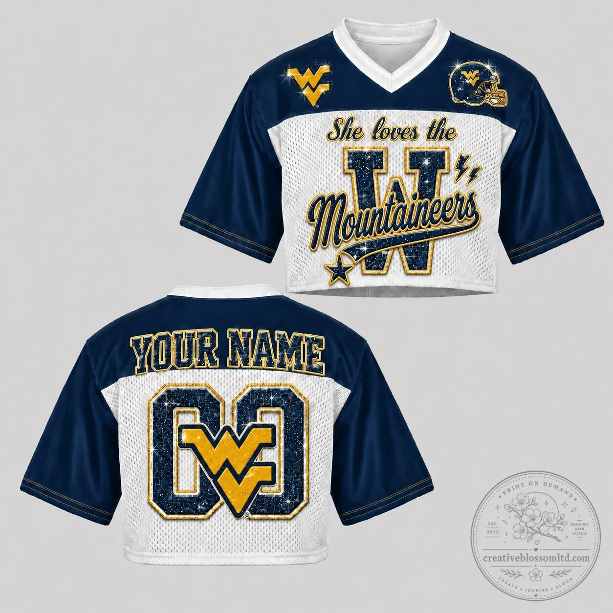 West Virginia Mountaineers Football Women's Cropped Mesh Jersey