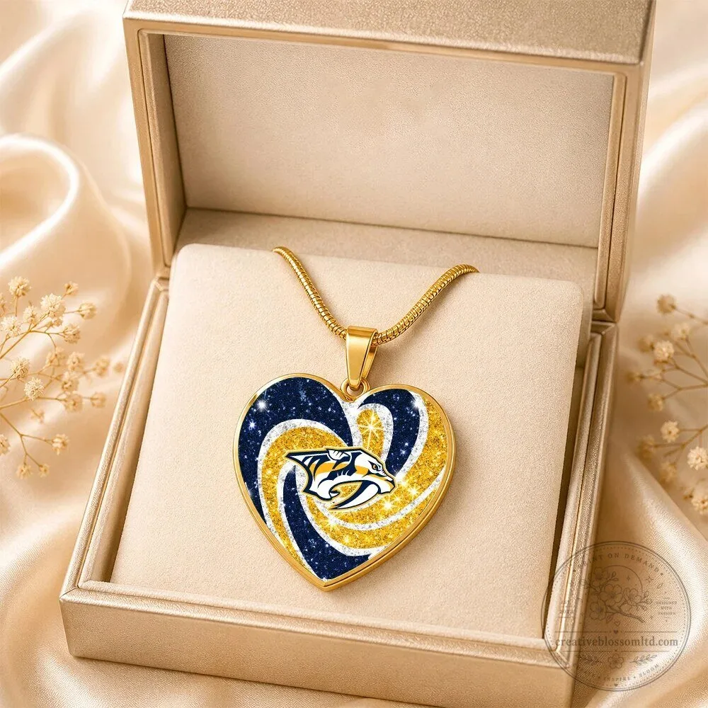 Nashville Predators Heart Shaped Pendant Necklace for Women