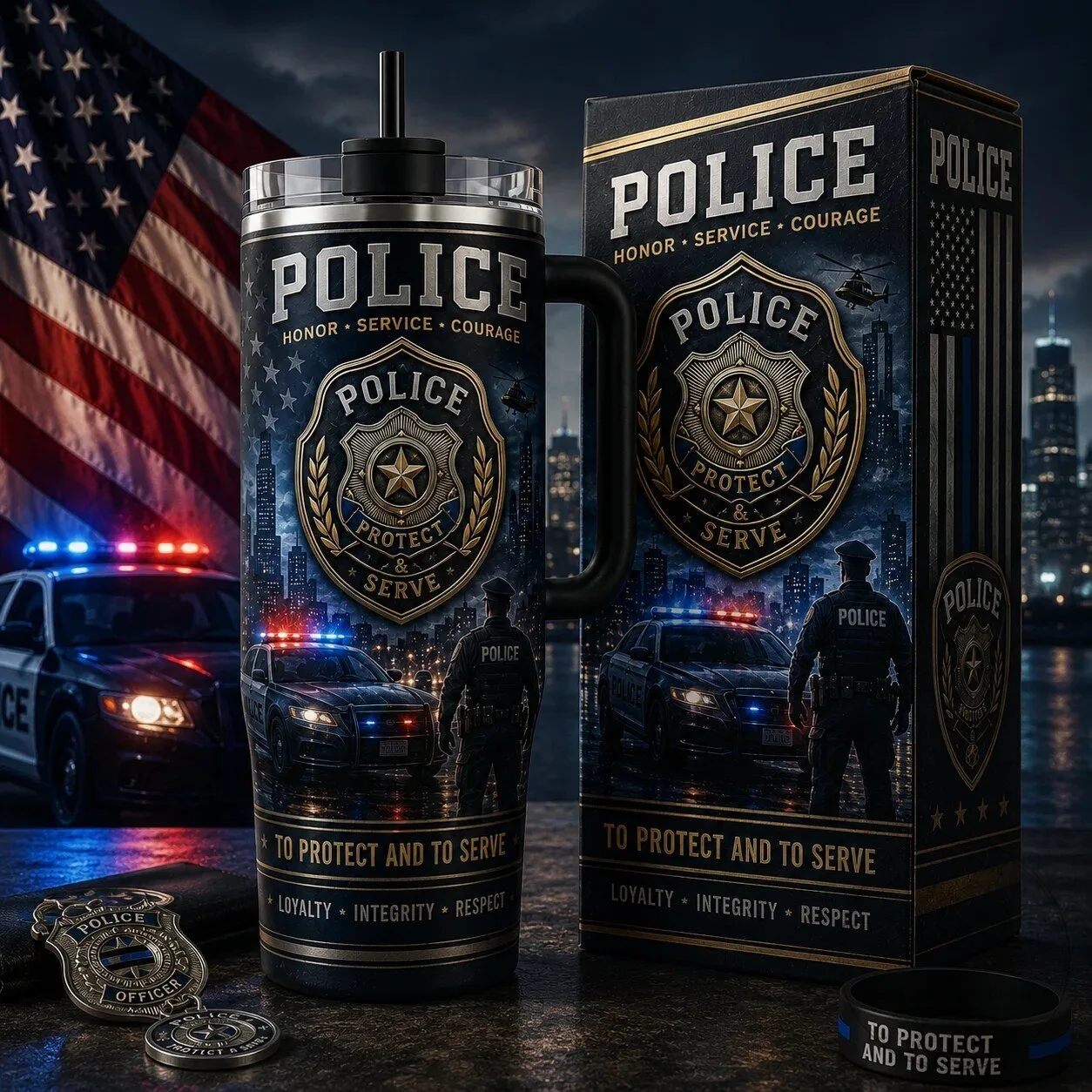 Police To Protect and Serve Insulated Stainless Steel Tumbler
