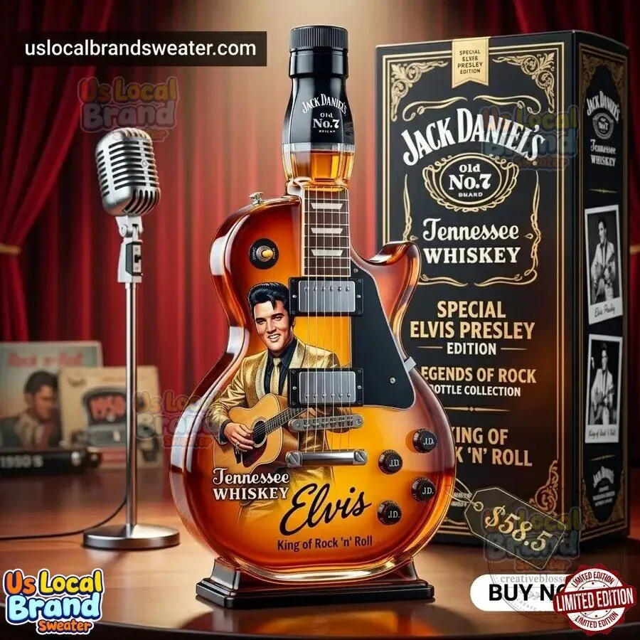 Jack Daniel's Elvis Presley Guitar Shaped Tennessee Whiskey Bottle