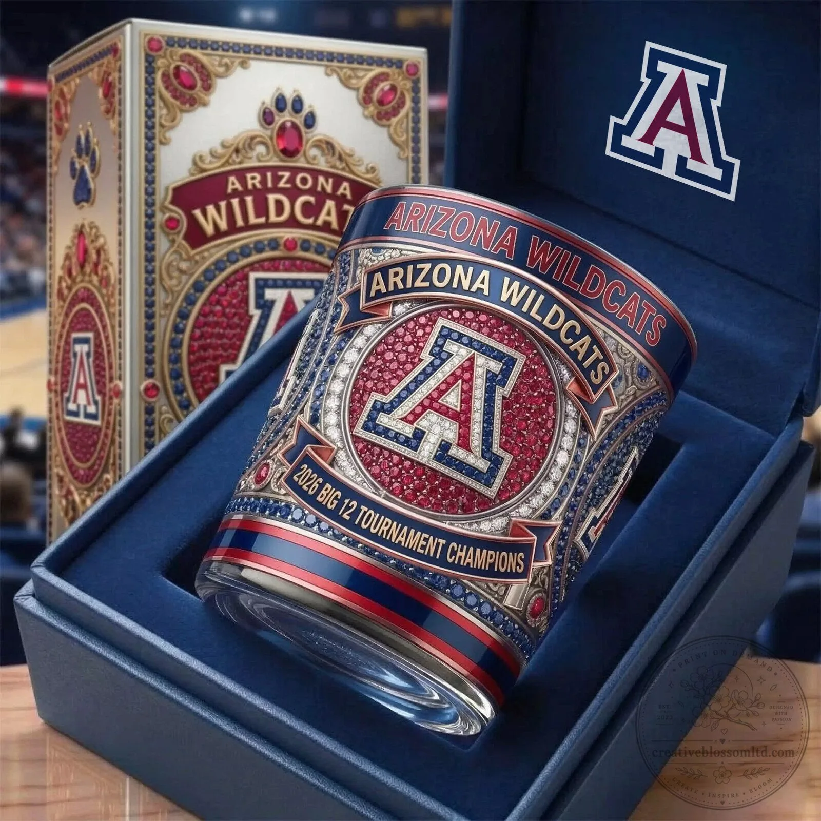 Arizona Wildcats 2026 Big 12 Tournament Champions Commemorative Drinking Glass