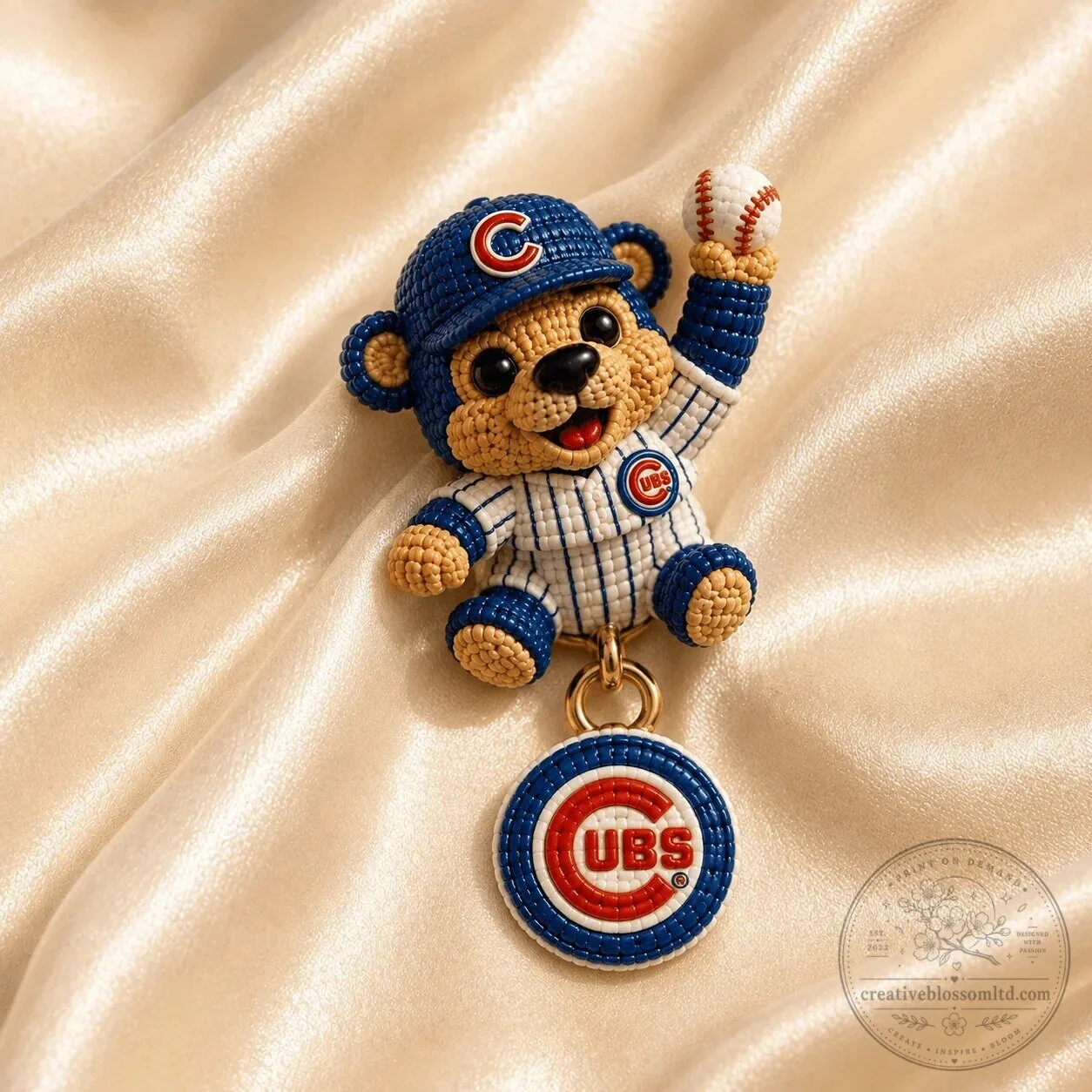 Chicago Cubs Baseball Bear Keychain