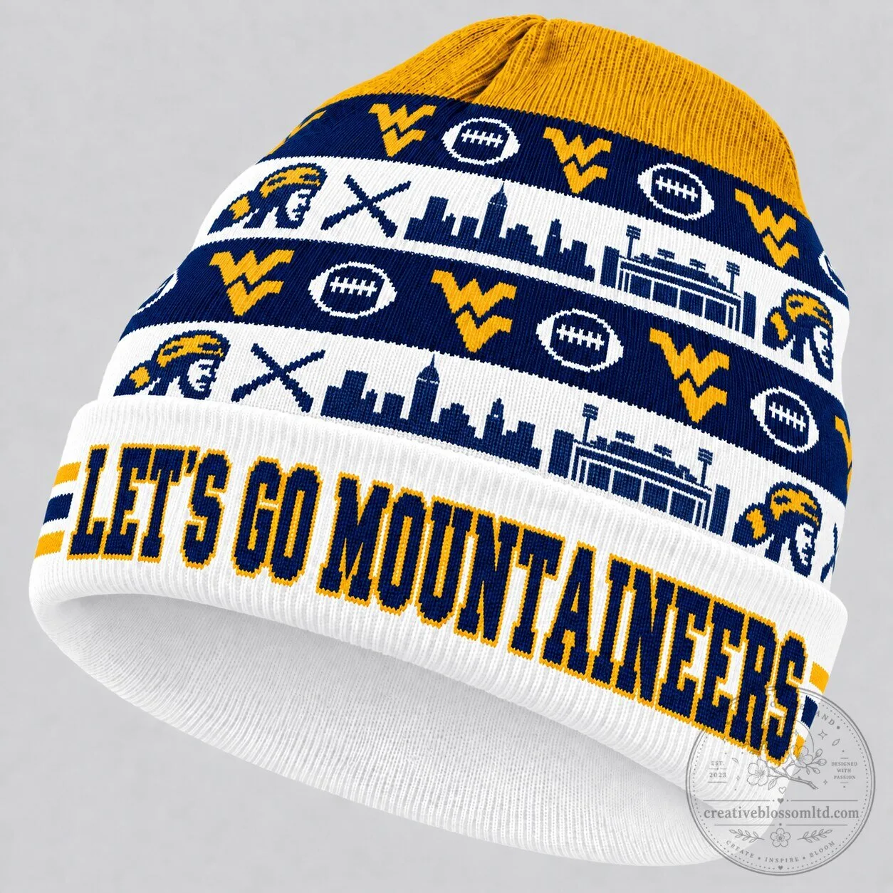 West Virginia Mountaineers Football Fan Knit Beanie Hat