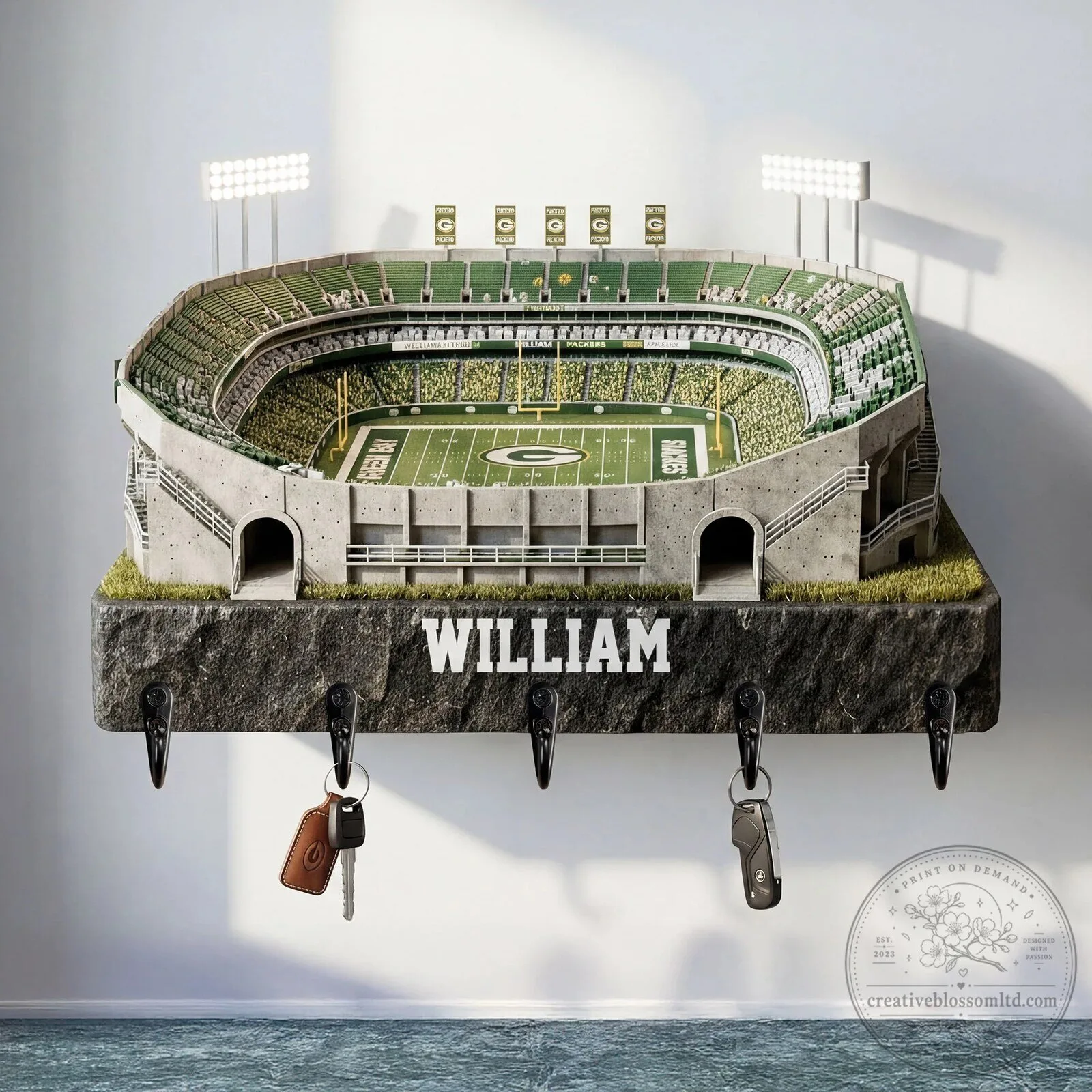 Green Bay Packers Lambeau Field Stadium Personalized Key Hanger