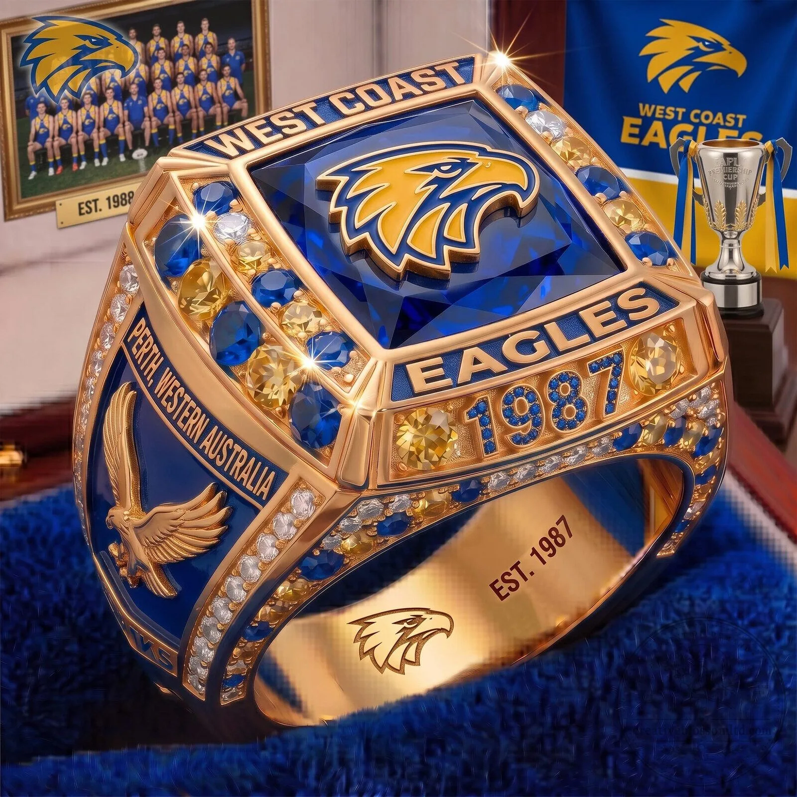 West Coast Eagles Australian Rules Football Team Championship Ring 1 West Coast Eagles Australian Rules Football Team Championship Ring