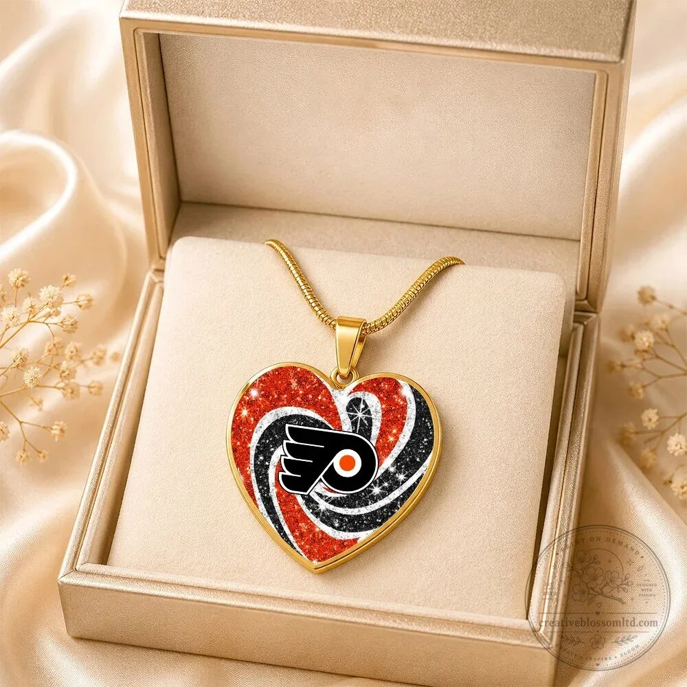 Philadelphia Flyers National Hockey League Heart Pendant Necklace