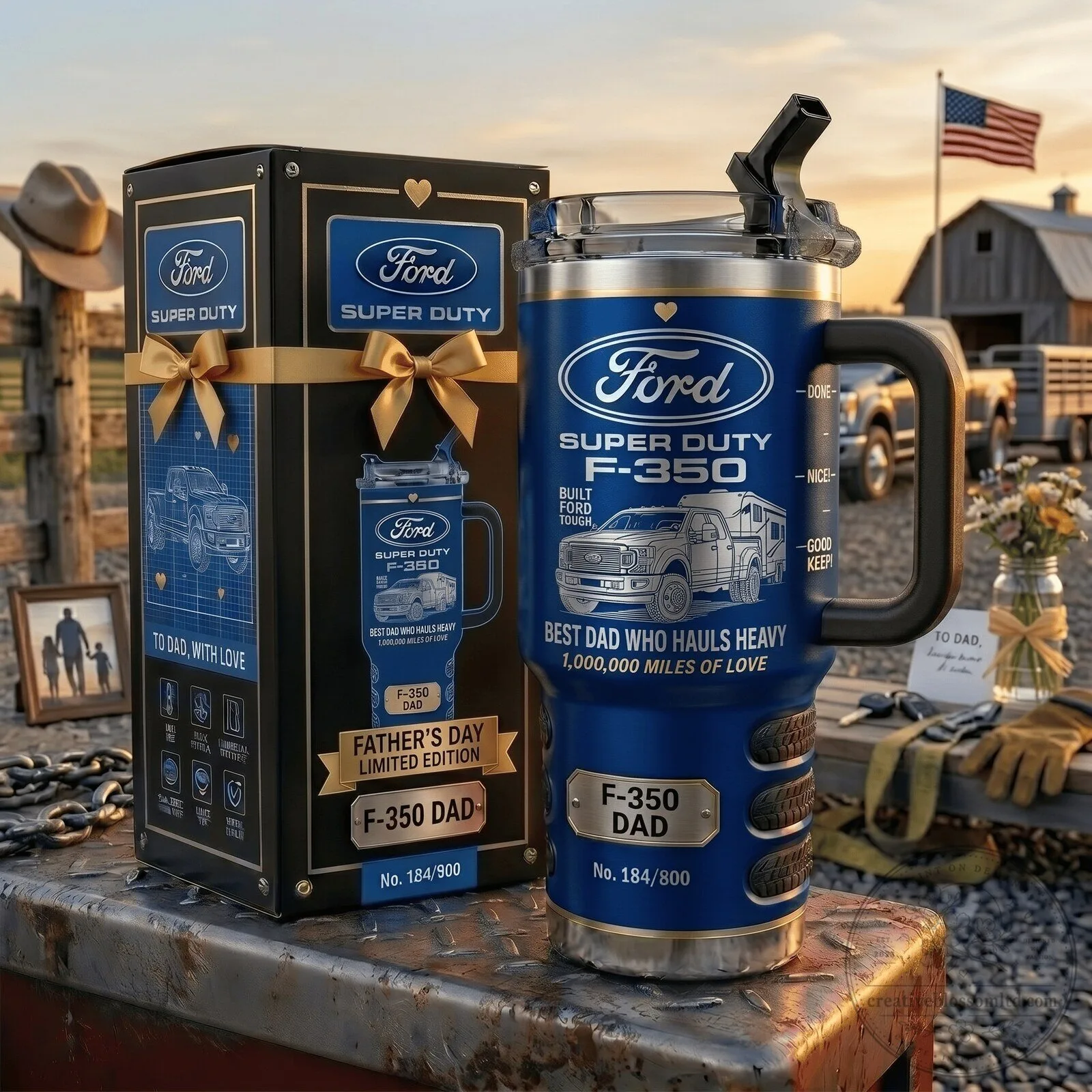 Father's Day Tumbler for the Best Dad Who Hauls Heavy Loads - Ford Super Duty F-350