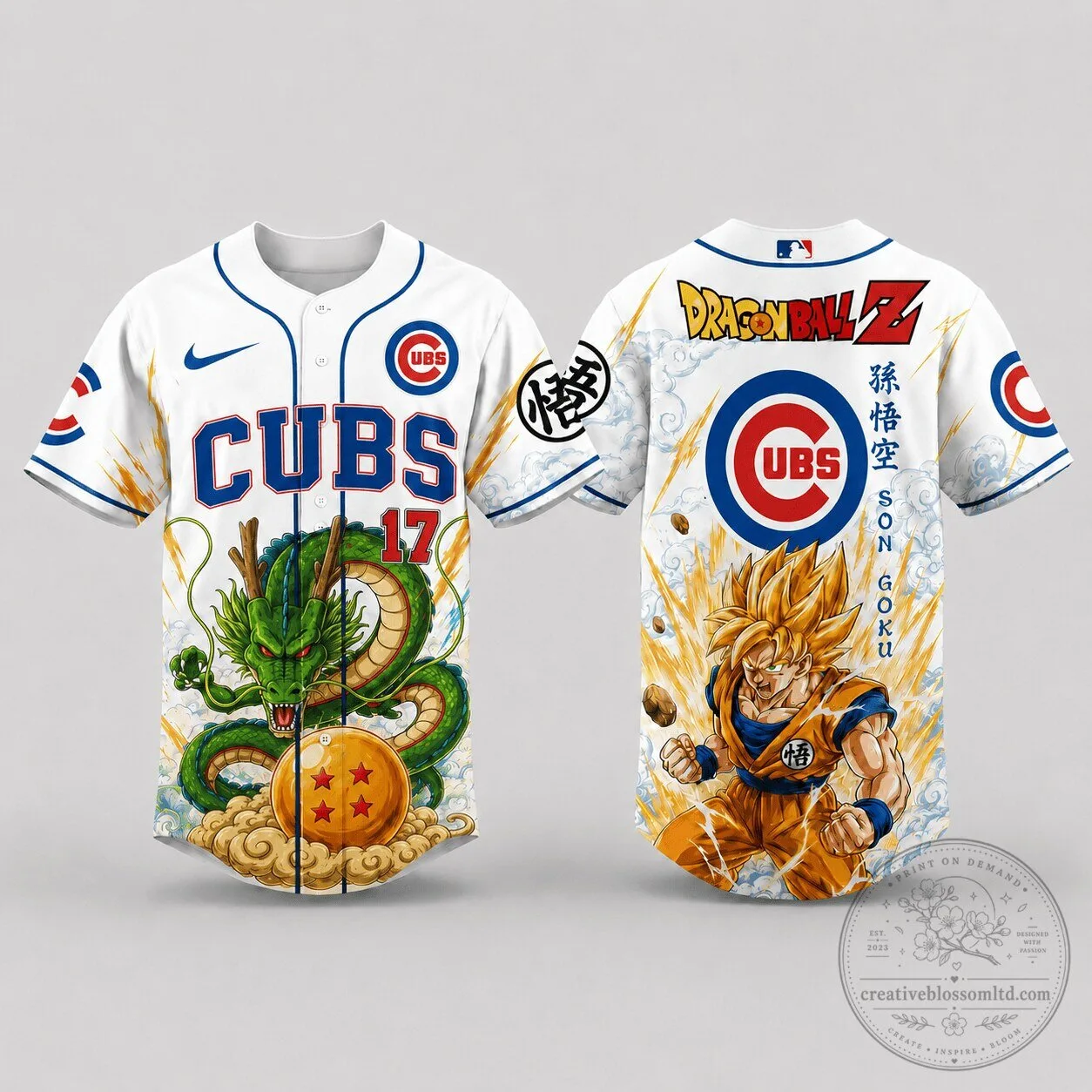 Chicago Cubs Baseball Son Goku Dragon Ball Z Baseball Jersey
