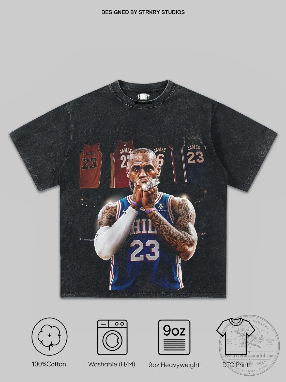 Graphic T-Shirt for Basketball Fans of LeBron James and the Philadelphia 76ers