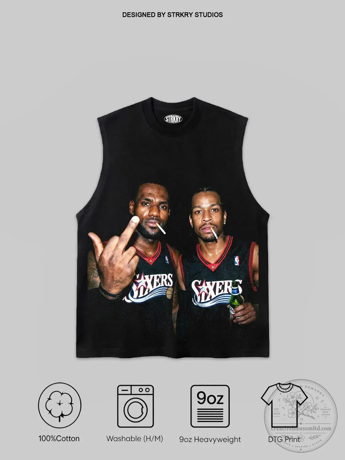 LeBron James and Allen Iverson Basketball Legends Black Tank Top