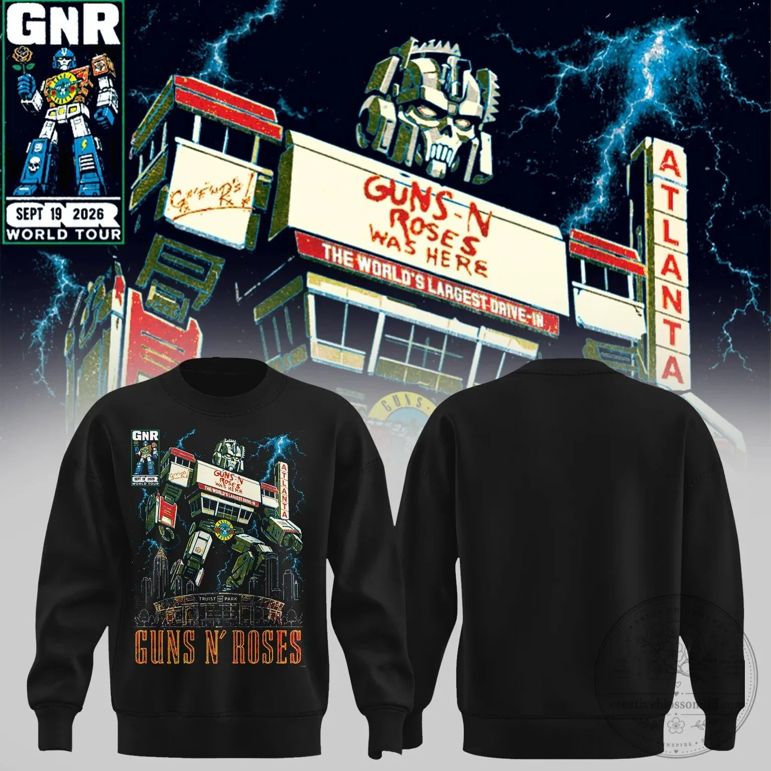 Guns N' Roses Truist Park Atlanta Concert Robot Graphic Sweatshirt