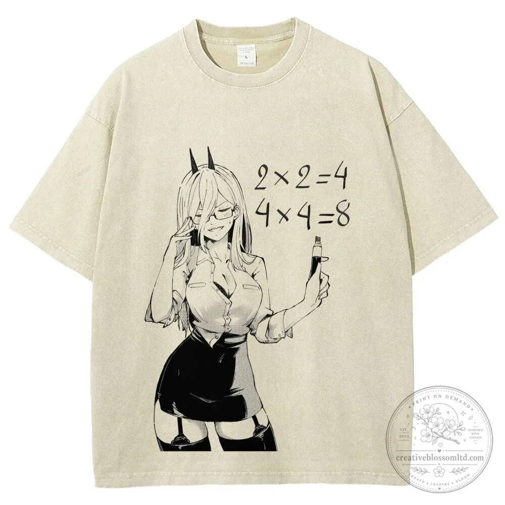 Chainsaw Man Power Anime Manga Teacher Style Washed T-Shirt