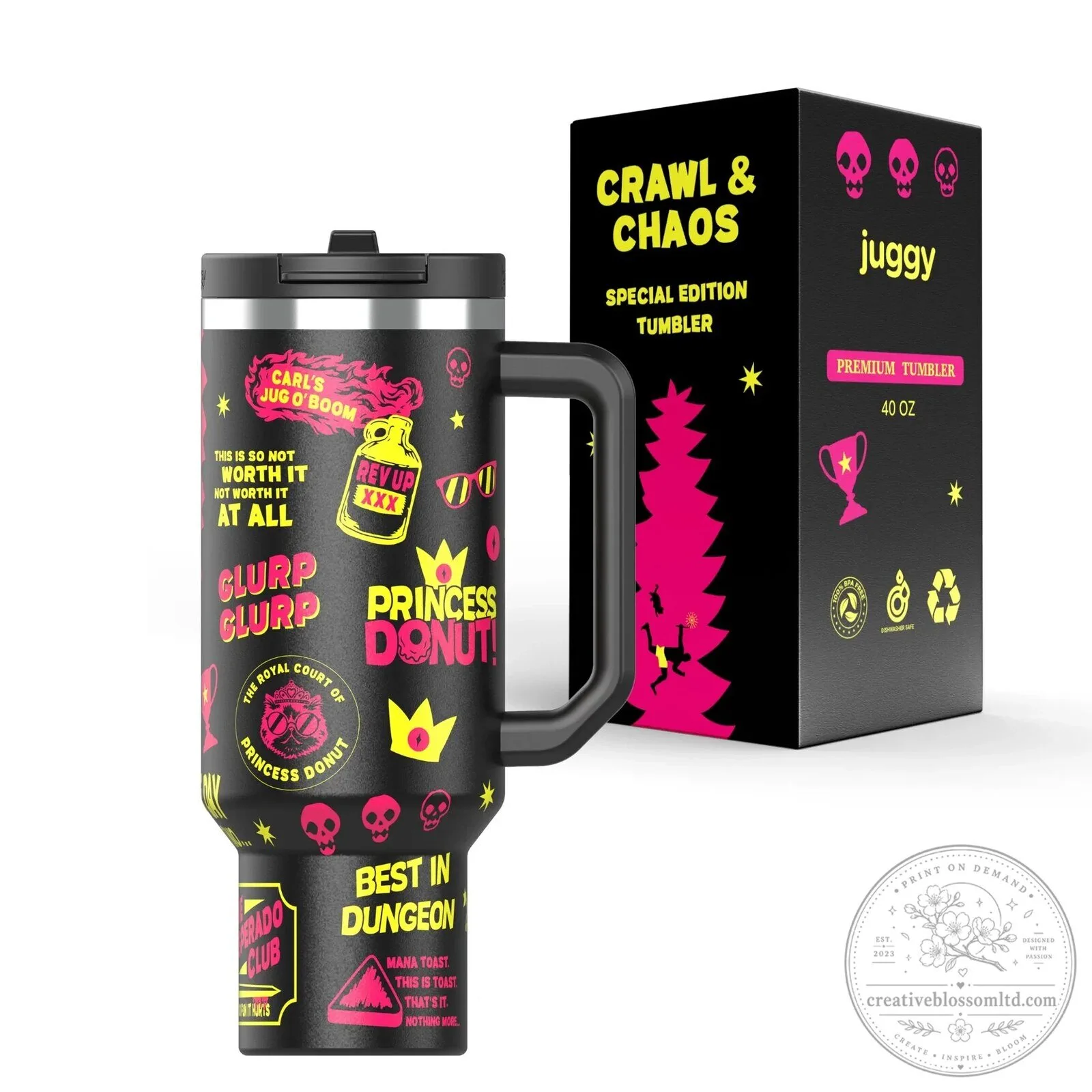 Crawl and Chaos Special Edition 40 Ounce Premium Insulated Tumbler with Handle