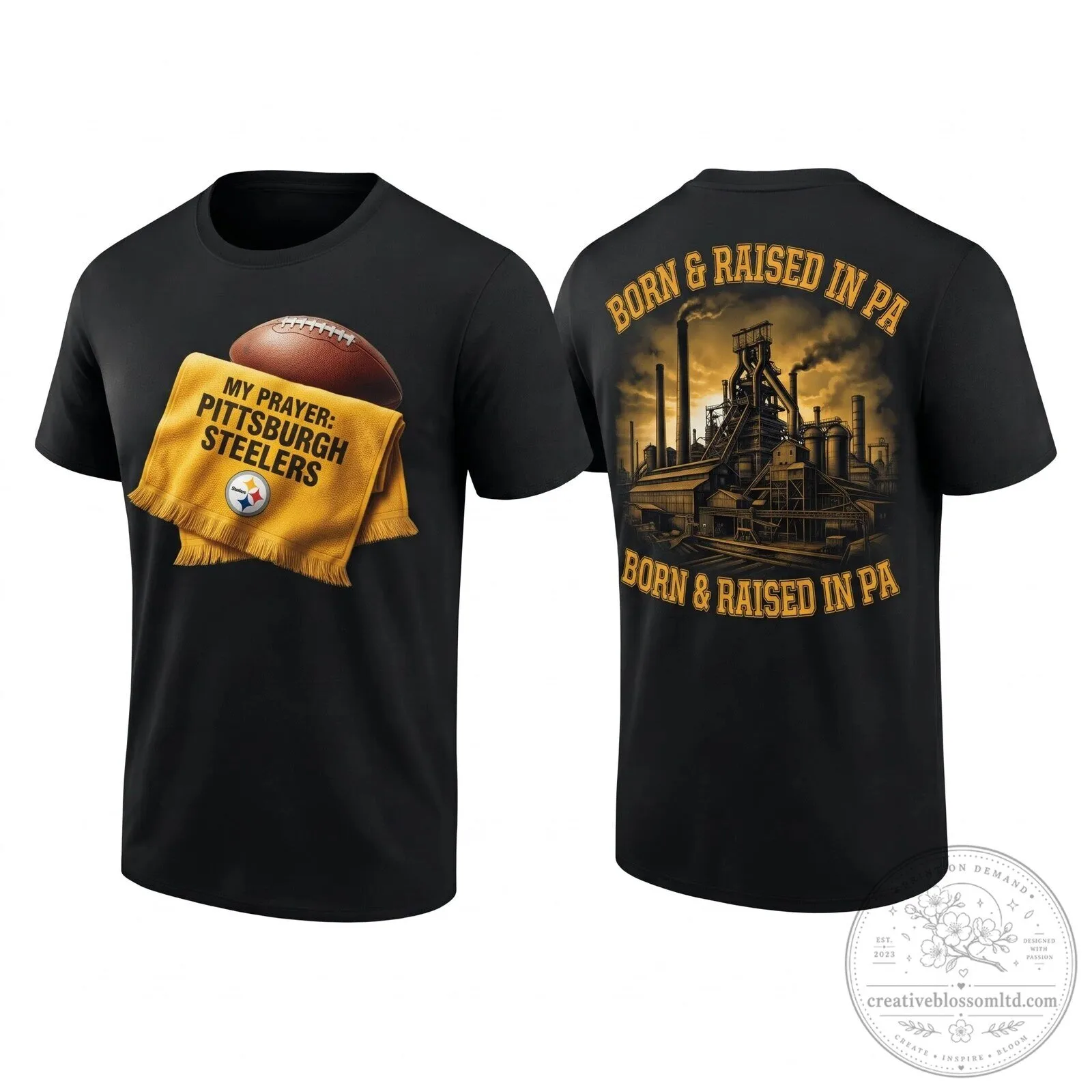 Pittsburgh Steelers Born and Raised in Pennsylvania Football Fan T-Shirt 2 Pittsburgh Steelers Born and Raised in Pennsylvania Football Fan T-Shirt