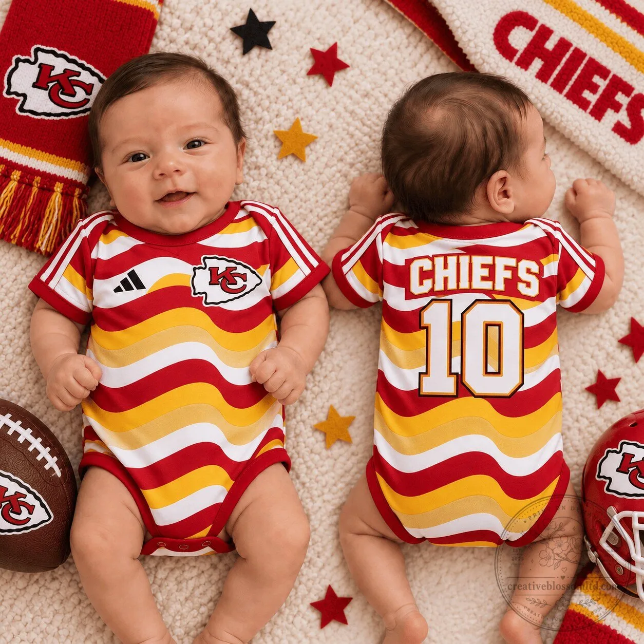 Kansas City Chiefs Baby Game Day Legend Striped Football Romper